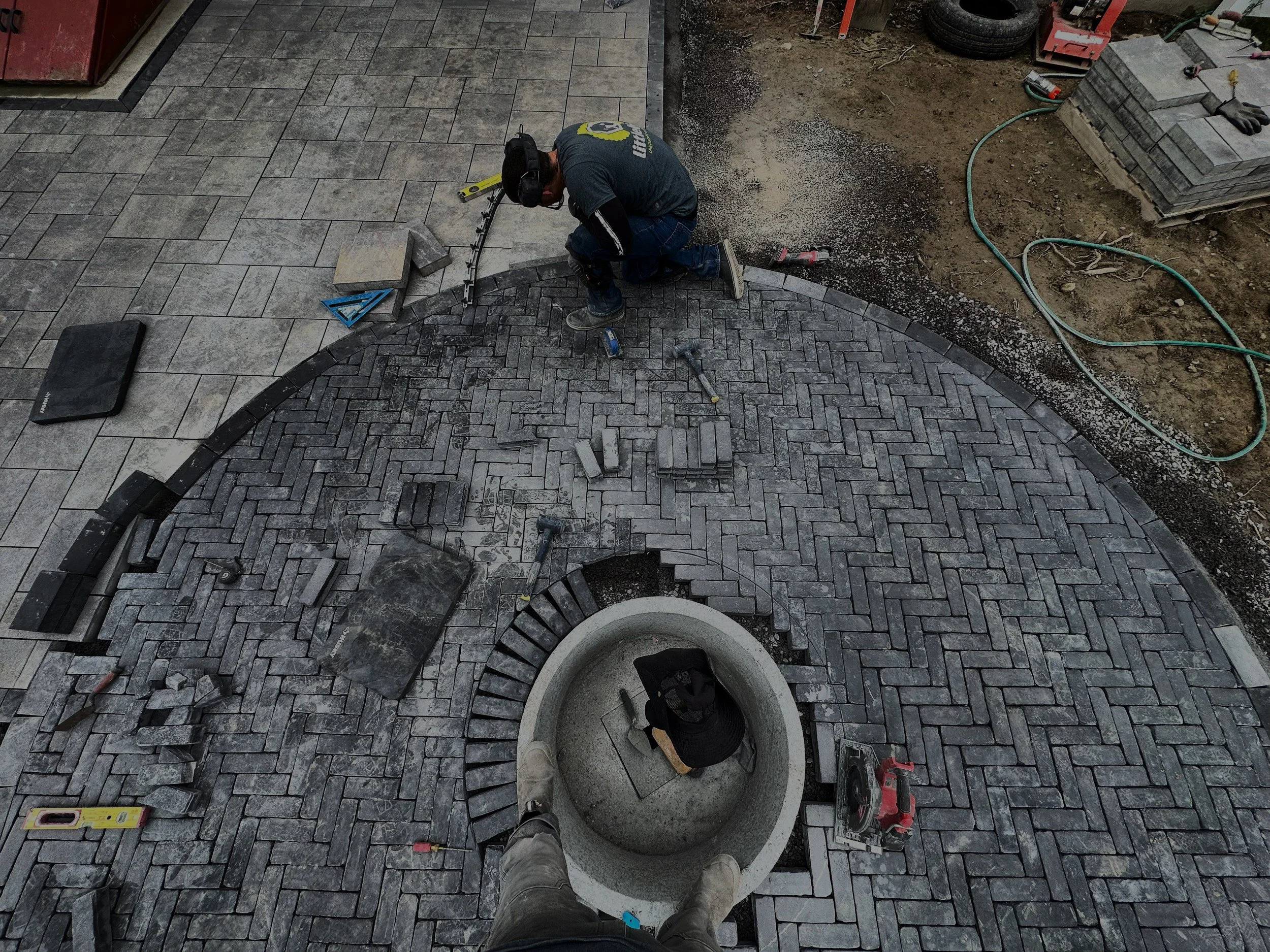 Herringbone paver installation, Portland