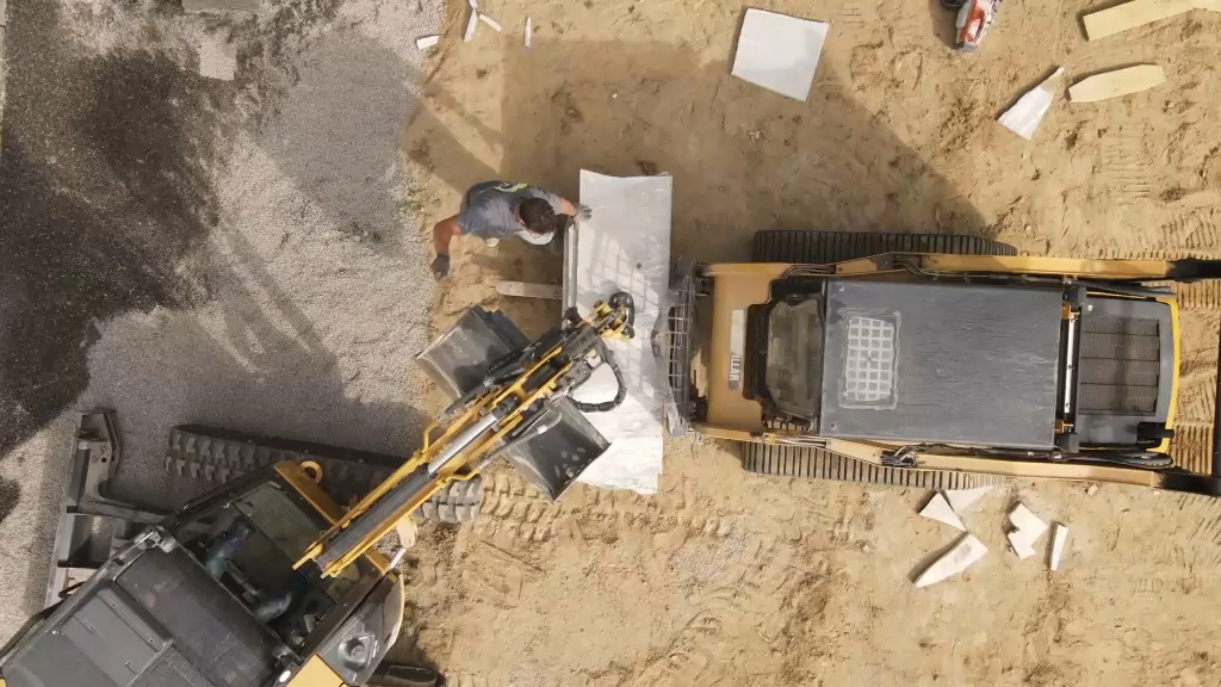 Stone placement, aerial view